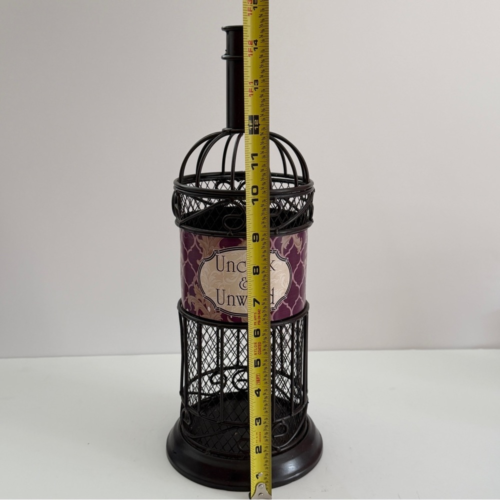 Bottle Shaped Wine Corks Storage Cage Brown Metal 'Uncork & Unwind' - Picture 7 of 8
